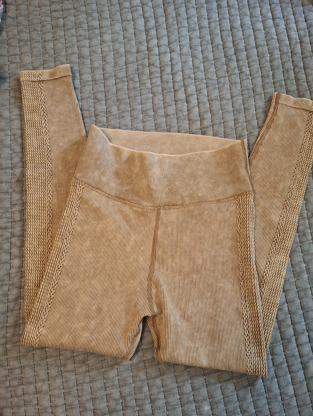 aerie Ribbed High-Waist Leggings in Camel Brown